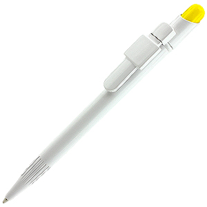 MIR Clip Logo Tampo B01, ручка шариковая, желтый/белый с клипом Logo B01, пластик