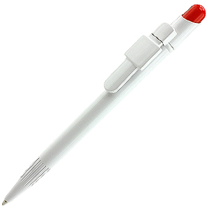 MIR Clip Logo Tampo B01, ручка шариковая, красный/белый с клипом Logo B01, пластик