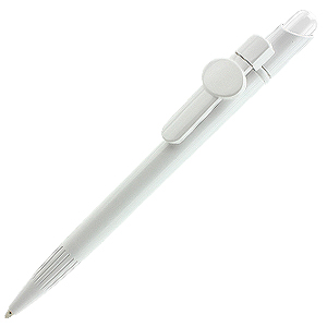 MIR Clip Logo Tampo C01, ручка шариковая, белый с клипом Logo C01, пластик