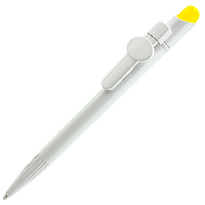 MIR Clip Logo Tampo C01, ручка шариковая, желтый/белый с клипом Logo C01, пластик