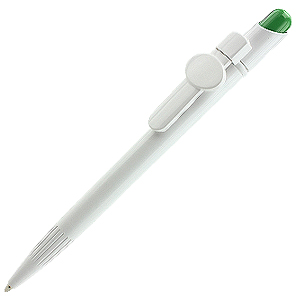 MIR Clip Logo Tampo C01, ручка шариковая, зеленый/белый с клипом Logo C01, пластик