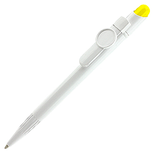 MIR Clip Logo Polymer L017, ручка шариковая, желтый/белый с клипом Logo L017, пластик