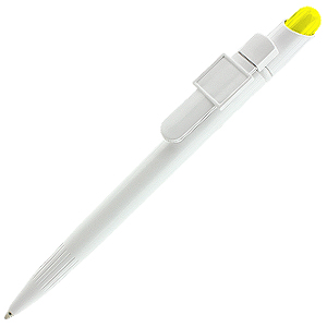 MIR Clip Logo Polymer L019, ручка шариковая, желтый/белый с клипом Logo L019, пластик