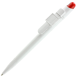 MIR Clip Logo Polymer L019, ручка шариковая, красный/белый с клипом Logo L019, пластик