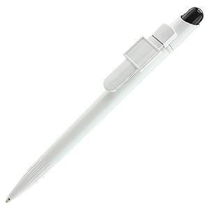 MIR Clip Logo Polymer L019, ручка шариковая, черный/белый с клипом Logo L019, пластик