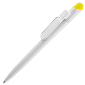 MIR Clip Logo Polymer L024, ручка шариковая, желтый/белый с клипом Logo L024, пластик