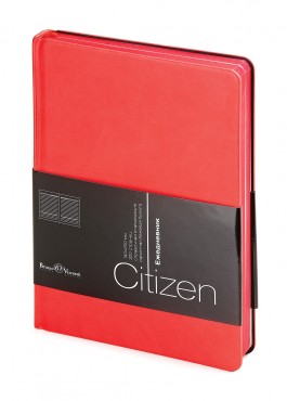 Ежедневник недатированный New Citizen, А5, красный, белый блок, красный обрез, ляссе