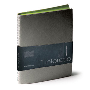 Еженедельник недатированный Tintoretto, B5, серый, белый блок, зеленый обрез