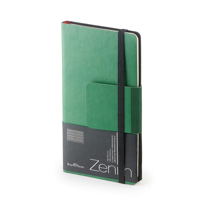 Еженедельник недатированный Zenith, B7, зеленый, бежевый блок, без обреза, ляссе