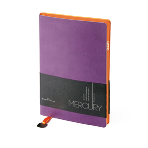 Ежедневник недатированный Mercury, А6, фиолетовый, белый блок, оранжевый обрез, два ляссе