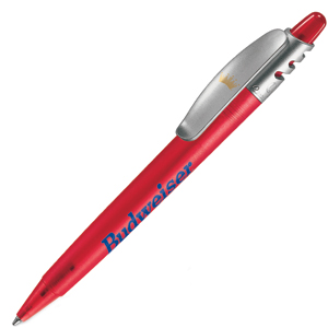 X-8 FROST SAT, ручка шариковая, фростированный красный/серебристый клип, пластик