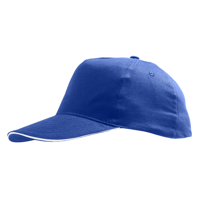 Бейсболка "Sunny" 5 клиньев, ярко-синий с белым, 100% хлопок, 180г/м2