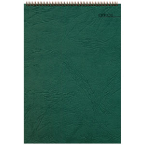 Блокнот Office зеленый, А5, 127х198 мм, верхний гребень, белый блок, клетка, 60 листов