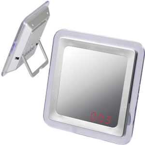 Часы-зеркало с датчиком звука и будильником "ОТРАЖЕНИЕ", 13х13х2,2 см; пластик; тампопечать