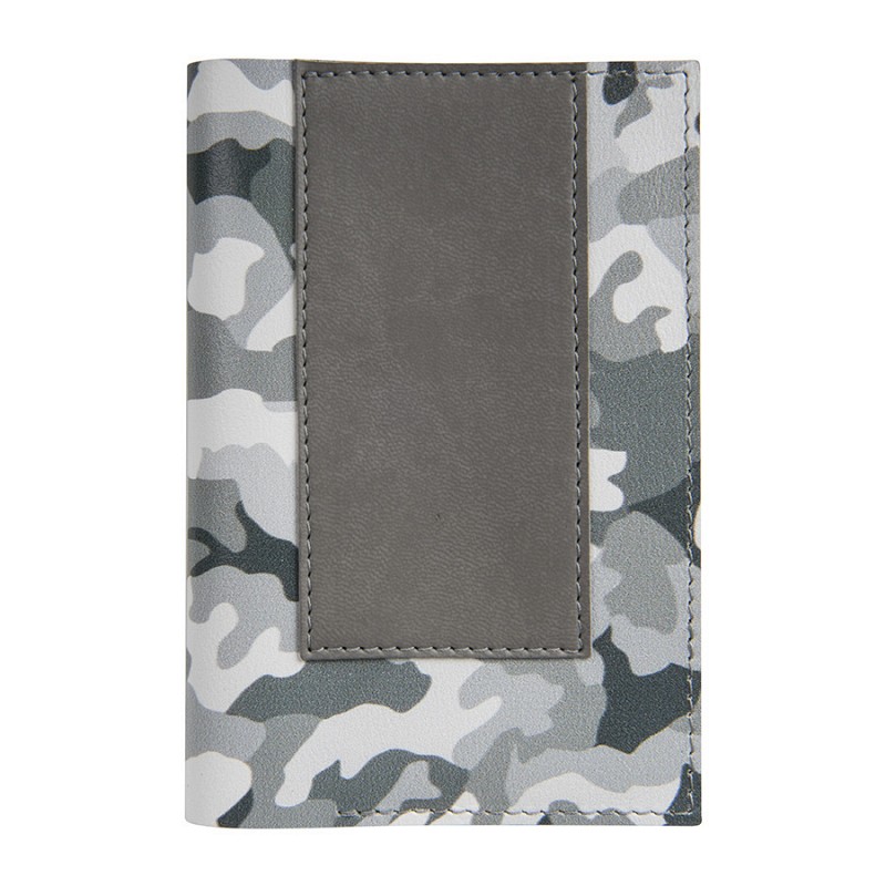 Обложка для паспорта,"Military",серый камуфляж, кожа натуральная 100%