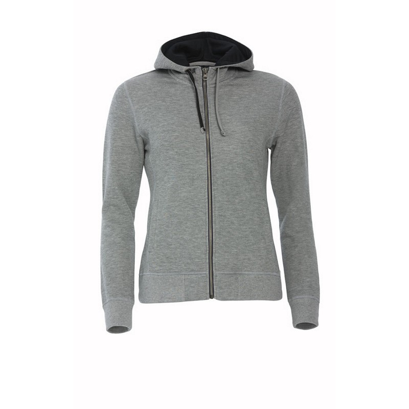 Толстовка женская Classic Hoody Full Zip, серый меланж_XS, 85% хлопок, 15% вискоза, 300 грм2