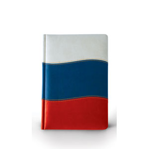 Ежедневник полудатированный Российский флаг (Россия-2), А5+, бежевый блок, золотой обрез, два ляссе