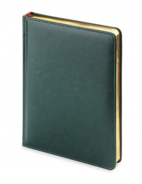 Ежедневник датированный Sidney Nebraska, А5, зеленый, белый блок, золотой обрез, ляссе