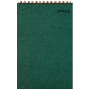 Блокнот Office зеленый, А6, 94х130 мм, верхний гребень, белый блок, клетка, 60 листов