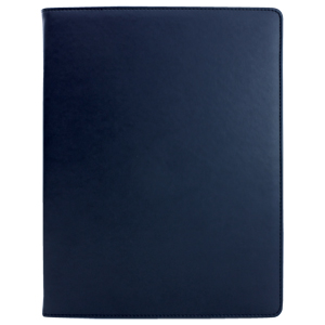 Папка А4 с бумажным блоком; темно-синий "МЕНЕДЖЕР" ; 24х32 см; иск.кожа; шелкография, лазер.