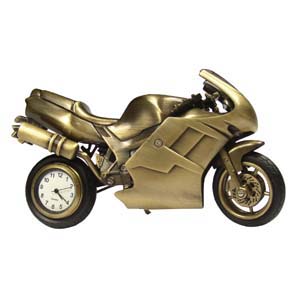 Часы "Мотоцикл", цвет - бронзовый, 12,5х7,2,5 см; металл/ лазерная гравировка