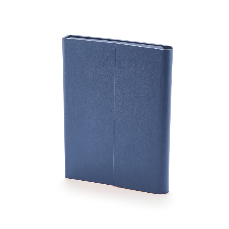 Ежедневник недатированный Waltz, А5, синий, бежевый блок, обрез в цвет обложки