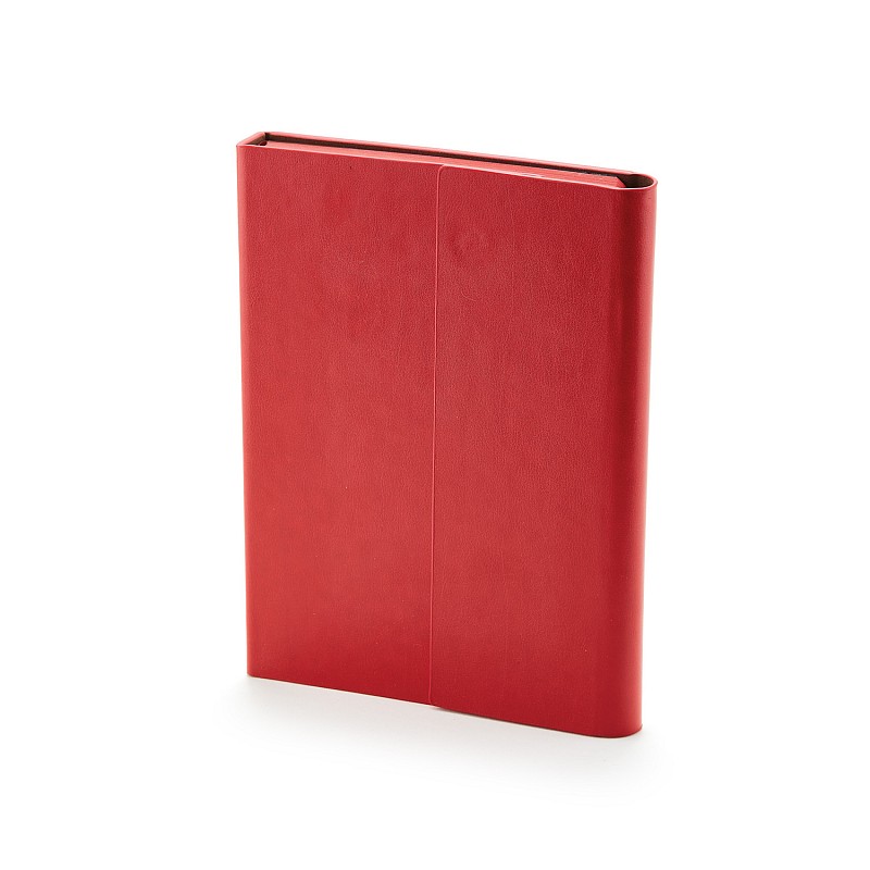 Ежедневник недатированный Waltz, А5, красный, бежевый блок, обрез в цвет обложки