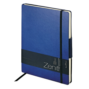 Ежедневник недатированный Zenith, темно-синий, В5, бежевый блок, без обреза, ляссе, на резинке