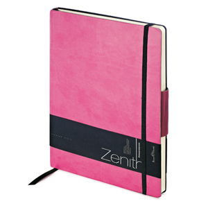 Ежедневник недатированный Zenith, розовый, В5, бежевый блок, без обреза, ляссе, на резинке