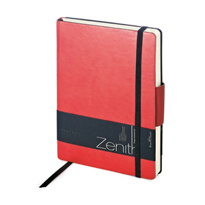Ежедневник недатированный Zenith, красный, В6, бежевый блок, без обреза, ляссе, на резинке