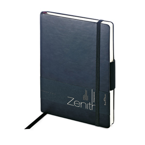 Ежедневник недатированный Zenith, черный, В6, бежевый блок, без обреза, ляссе, на резинке