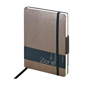 Ежедневник недатированный Zenith, коричневый, В6, бежевый блок, без обреза, ляссе, на резинке
