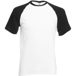 Футболка "Short Sleeve Baseball T", белый с черным_XL, 100% х/б, 160 г/м2
