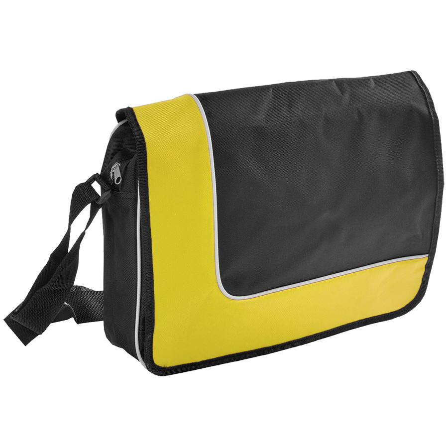 Конференц-сумка "Oxford"; черный с желтым; 38х27х8 см; полиэстер; шелкография