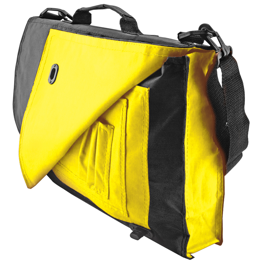Конференц-сумка "Pilot"; черный с желтым; 38х27х7 см; полиэстер; шелкография