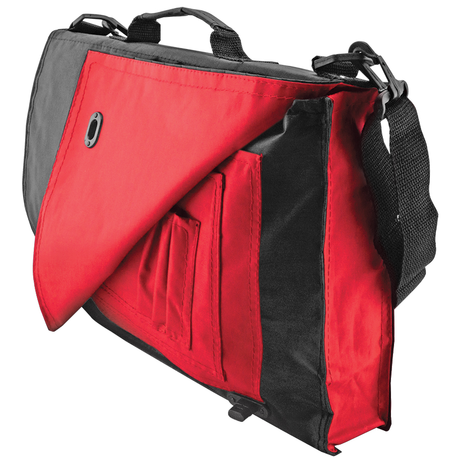 Конференц-сумка "Pilot"; черный с красным; 38х27х7 см; полиэстер; шелкография