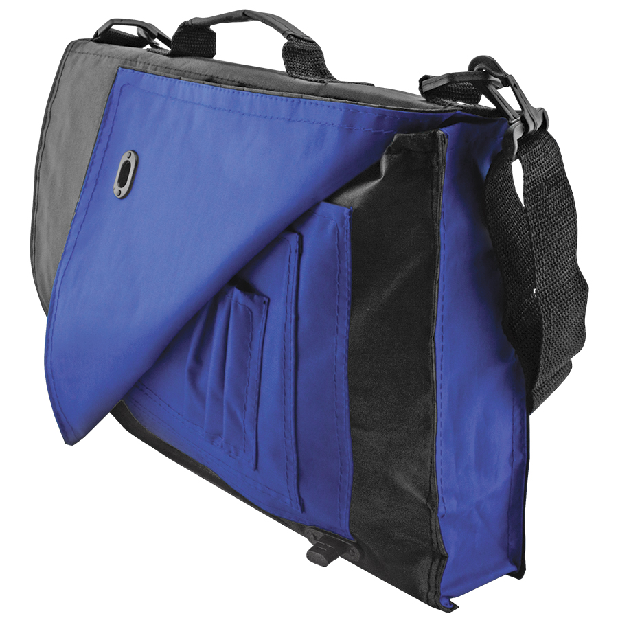 Конференц-сумка "Pilot"; черный с синим; 38х27х7 см; полиэстер; шелкография