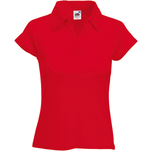 Поло "Lady-Fit Rib Polo", красный_L, 100% х/б, 220 г/м2