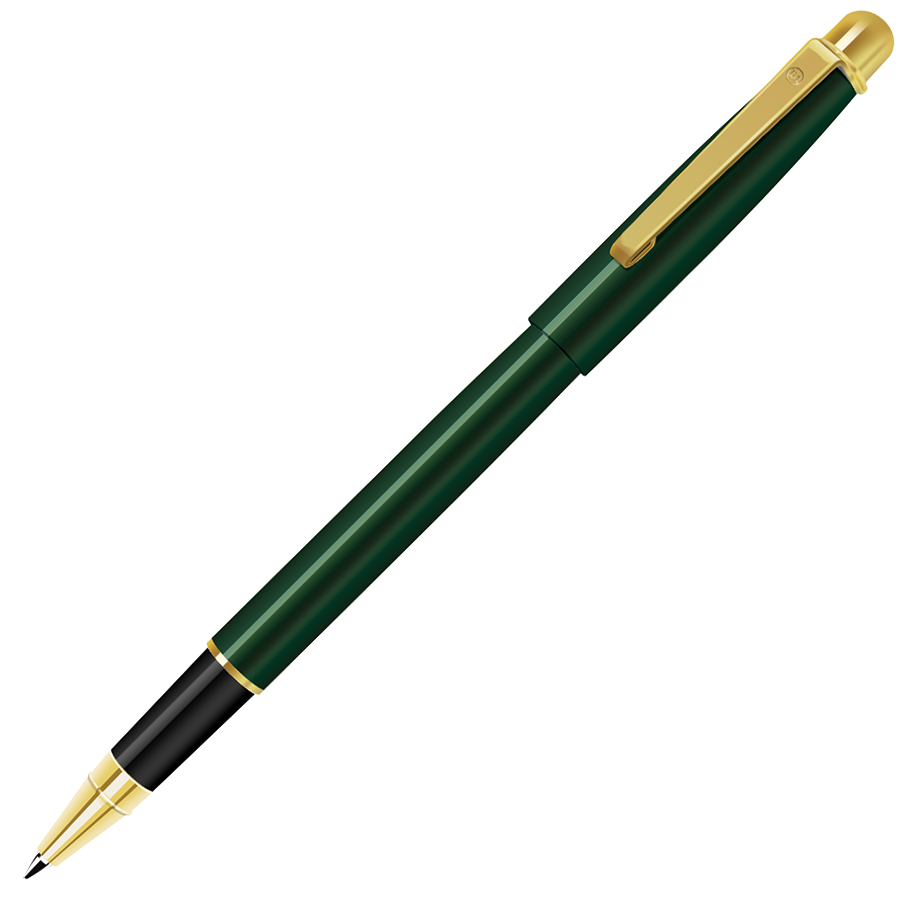 DELTA NEW, ручка-роллер, зеленый/золотистый, металл, черная паста