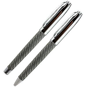 CHAIN, набор: ручка шариковая и ручка-роллер (без футляра), хром, металл