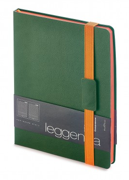 Ежедневник недатированный Leggenda, B5, зеленый, бежевый блок, оранжевый обрез, ляссе