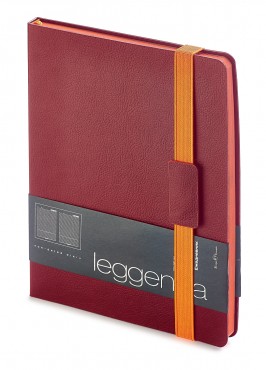 Ежедневник недатированный Leggenda, B5, бордовый, бежевый блок, оранжевый обрез, ляссе