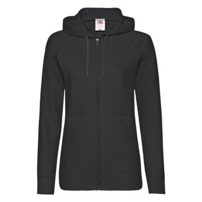 Толстовка без начеса "Ladies Lightweight Hooded Sweat", черный, XS, 80% х/б 20% полиэстер, 240 г/м2