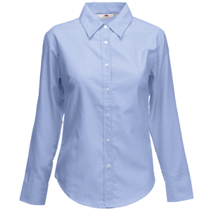 Рубашка "Lady-Fit Long Sleeve Oxford Shirt", светло-голубой_M, 70% х/б, 30% п/э, 135 г/м2