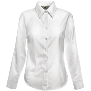 Рубашка "Lady-Fit Long Sleeve Oxford Shirt", белый_S, 70% х/б, 30% п/э, 130 г/м2