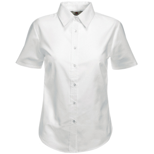 Рубашка "Lady-Fit Short Sleeve Oxford Shirt", белый_M, 70% х/б, 30% п/э, 130 г/м2