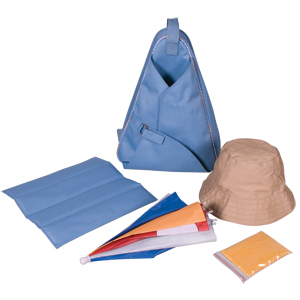 Набор для отдыха: панама, зонтик, дождевик, коврик, рюкзак-холодильник; голубой; 32х9х42 см