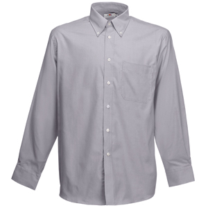 Рубашка "Long Sleeve Oxford Shirt", светло-серый_M, 70% х/б, 30% п/э, 135 г/м2