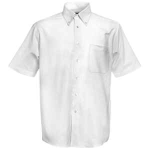 Рубашка "Short Sleeve Oxford Shirt", белый_2XL, 70% х/б, 30% п/э, 130 г/м2