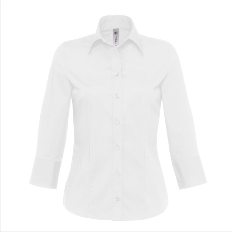 Рубашка женская Milano с рукавом 3/4, белая/white